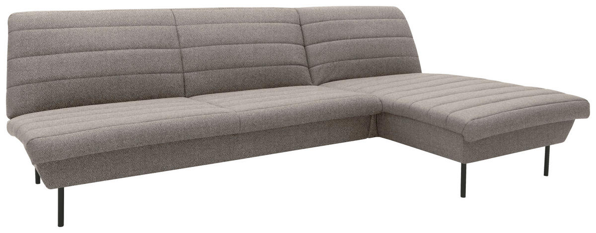 ECKSOFA in Webstoff Braun, Beige  274/168 cm  - Beige/Schwarz, Design, Textil/Metall (274/168cm) - LOOKS by W.Joop