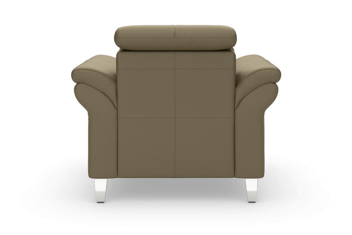 SESSEL in Echtleder Olivgrün  - Chromfarben/Olivgrün, Basics, Leder/Metall (101/84/93cm) - Sit & More