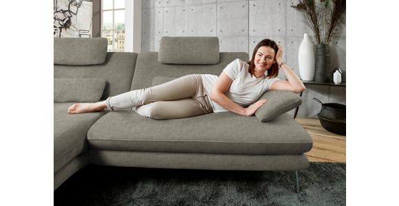ECKSOFA in Velours Grau 184/284 cm - Schwarz/Grau, Design, Textil/Metall (184/284cm) - Dieter Knoll