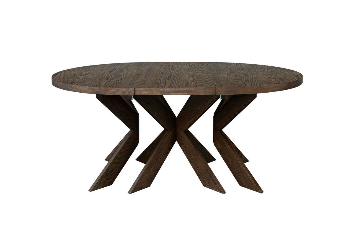 MATBORD 130-310/130/76 cm delar i massivt trä  trä finns i olika trädekorer, utdragbar rund mörkbrun  - mörkbrun, Modern, trä (130-310/130/76cm) - Niels Andersson