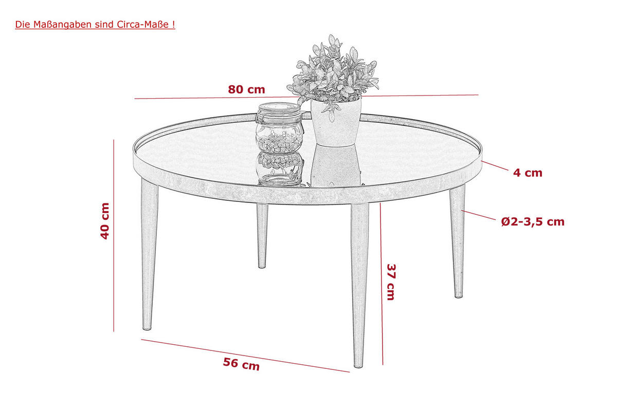 COUCHTISCH ESG 80/80/40 cm rund Schwarz  - Schwarz, Design, Glas/Metall (80/80/40cm) - Livetastic