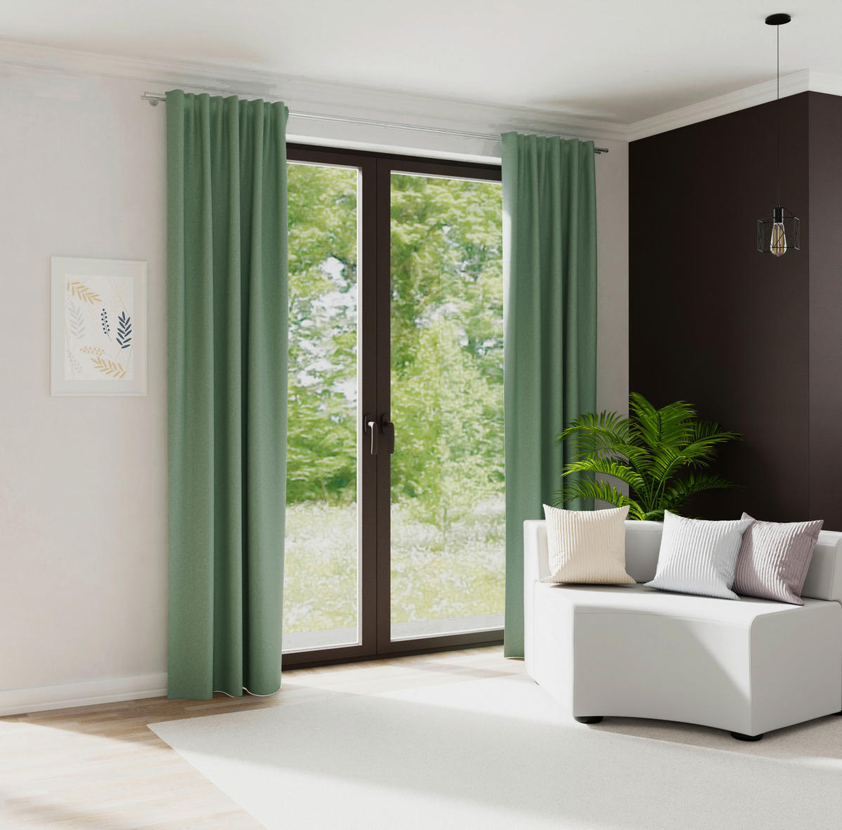 VERDUNKELUNGSVORHANG black-out (lichtundurchlässig)  - Grün, Basics, Textil (135/270cm) - Fuggerhaus