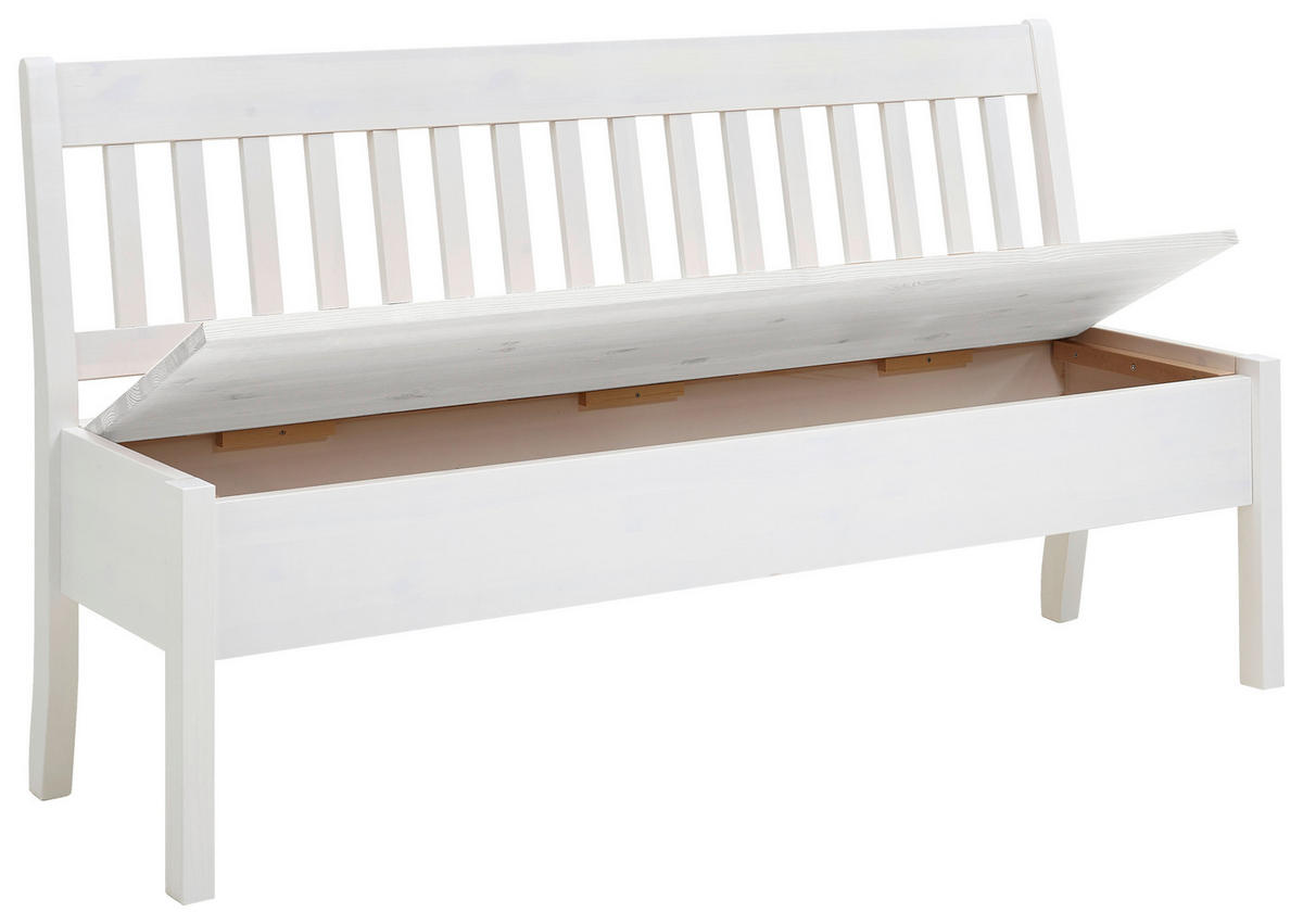 SITZBANK 169/93/58 cm Weiß Kiefer massiv  - Weiß, ROMANTIK / LANDHAUS, Holz (169/93/58cm) - Boxxx