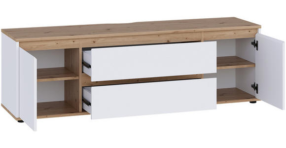 LOWBOARD  160/50/42 cm 2 Schublade(n) stehend  - Schwarz/Weiß, MODERN, Holzwerkstoff/Kunststoff (160/50/42cm) - Carryhome