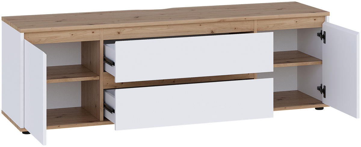 LOWBOARD  160/50/42 cm 2 Schublade(n) stehend  - Schwarz/Weiß, MODERN, Holzwerkstoff/Kunststoff (160/50/42cm) - Carryhome