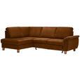 ECKSOFA in Flachgewebe Braun  - Eichefarben/Braun, Design, Holz/Textil (185/253cm) - Cantus