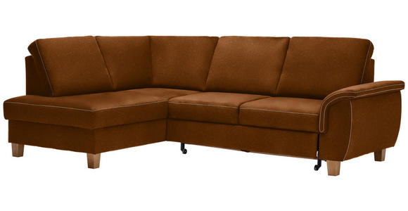 ECKSOFA in Flachgewebe Braun  - Eichefarben/Braun, Design, Holz/Textil (185/253cm) - Cantus