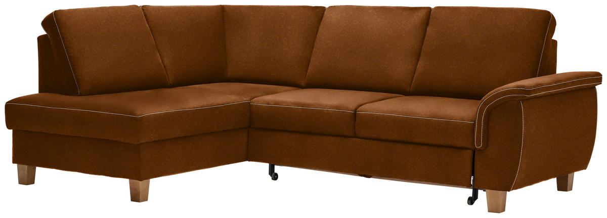 ECKSOFA in Flachgewebe Bernsteinfarben  - Eichefarben/Bernsteinfarben, Design, Holz/Textil (185/253cm) - Cantus