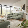 ECKSOFA  in Flachgewebe Salbeigrün Armteilverstellung, Relaxfunktion, Drehsitzfunktion  175-224/255-365 cm  - Salbeigrün/Schwarz, Design, Textil/Metall (175-224/255-365cm) - Dieter Knoll