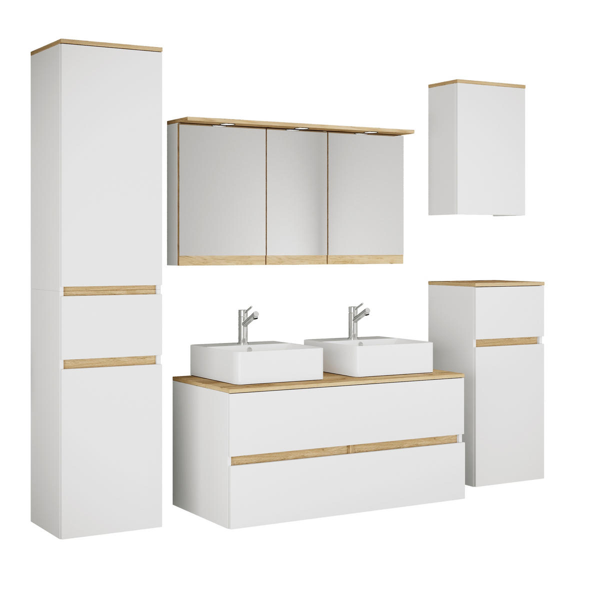 BADEZIMMER 7-teilig  in 191 cm  - Honigeiche/Weiß, Trend, Keramik/Holzwerkstoff (191cm) - MID.YOU