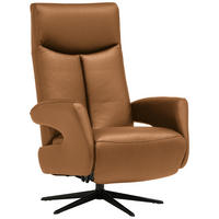 RELAXSESSEL in Leder Cognac  - Cognac/Schwarz, Design, Leder/Metall (74/105/82cm) - Welnova