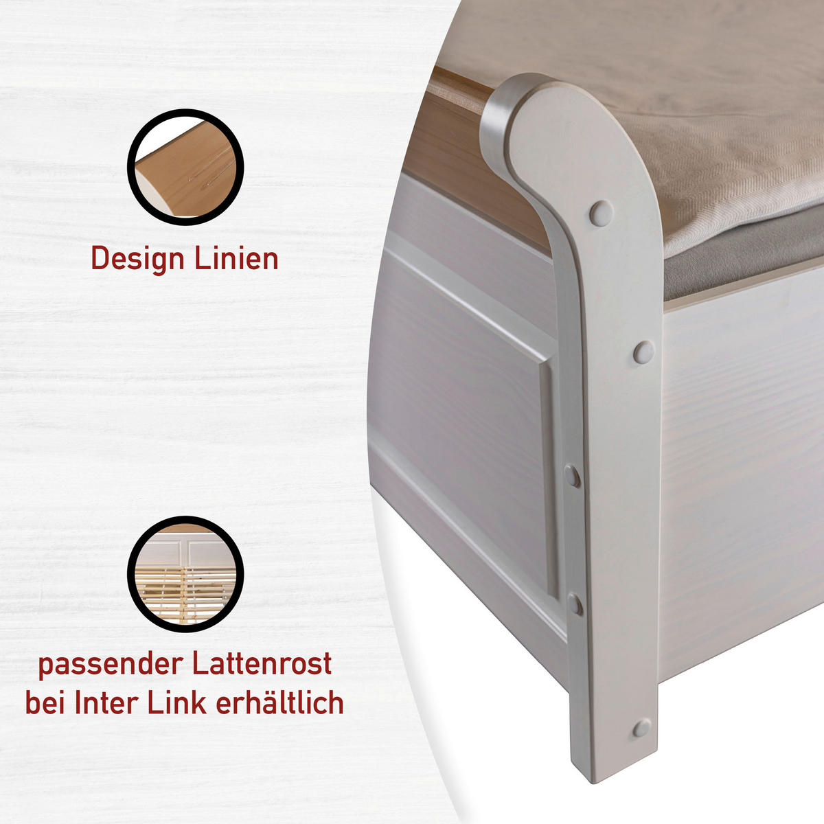 STAURAUMBETT 180/200 cm  in Weiß, Eichefarben  - Eichefarben/Weiß, LIFESTYLE, Holz (180/200cm) - Ti'me