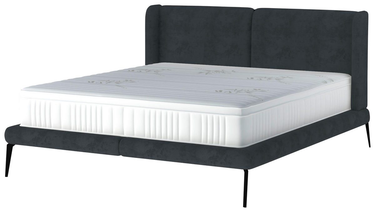 Polsterbett inkl. Matratze 180/200 cm  in Schwarz  - Weiss/Creme, Modern, Textil/Metall (180/200cm) - Livetastic