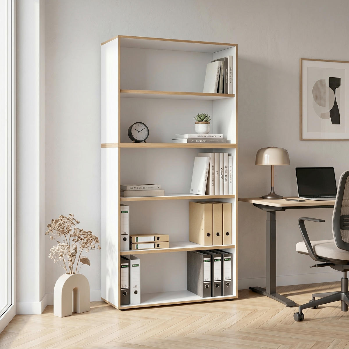 IRATTARTÓ POLC - fekete/méztölgy színű, Design, műanyag/faalapú anyag (100/183/33cm) - P & B