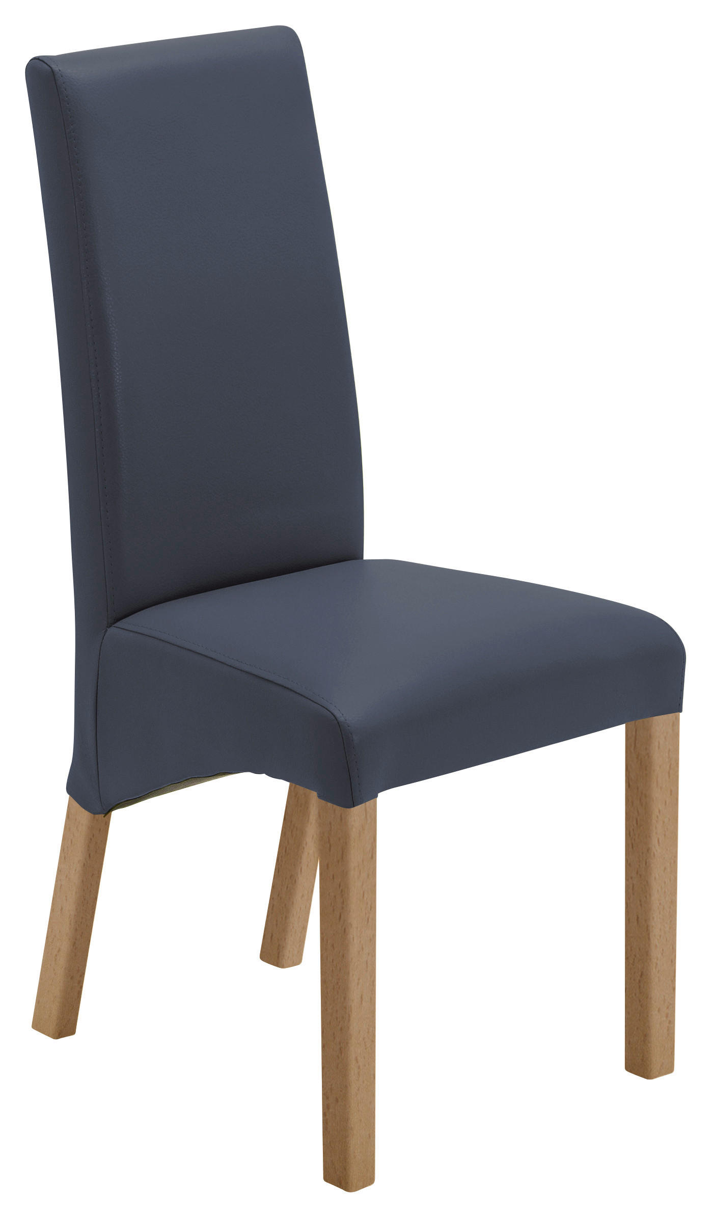 STUHL  Beinauswahl, Stoffauswahl Lederlook  Buchefarben, Dunkelblau  - Buchefarben/Dunkelblau, Konventionell, Holz/Textil (47/102/57cm) - Carryhome