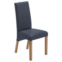 STUHL  Beinauswahl, Stoffauswahl Lederlook  Buchefarben, Dunkelblau  - Buchefarben/Dunkelblau, Konventionell, Holz/Textil (47/102/57cm) - Carryhome