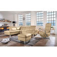 ECKSOFA in Echtleder Hellbraun  239/271 cm  - Hellbraun/Alufarben, Design, Leder/Metall (239/271cm) - Cantus