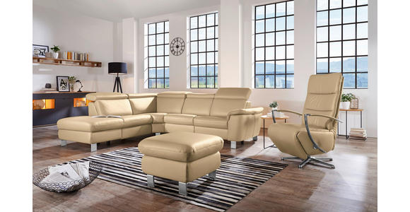 ECKSOFA in Echtleder Hellbraun  239/271 cm  - Hellbraun/Alufarben, Design, Leder/Metall (239/271cm) - Cantus