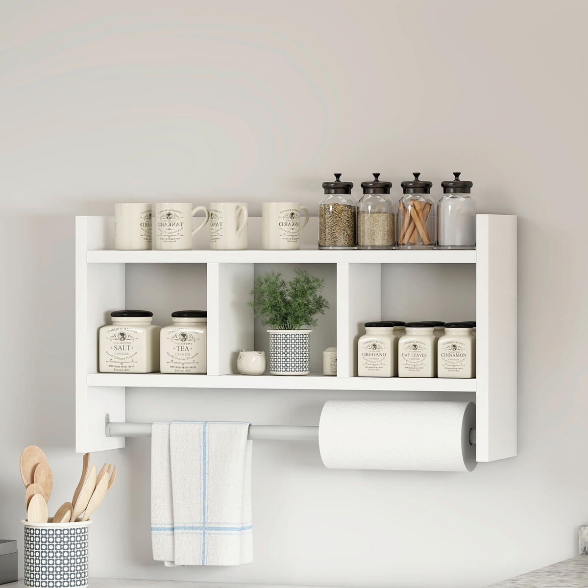 KÖKSHYLLA 64/35/15 cm  i vit  - vit, Design, trämaterial (64/35/15cm) - Livetastic