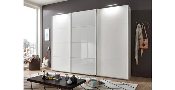 SCHWEBETÜRENSCHRANK  in Weiß  - Weiß, Design, Glas/Holzwerkstoff (270/210/65cm) - Carryhome