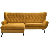 ECKSOFA in Cord Currygelb  - Currygelb/Schwarz, Design, Holz/Textil (165/237cm) - Stylife