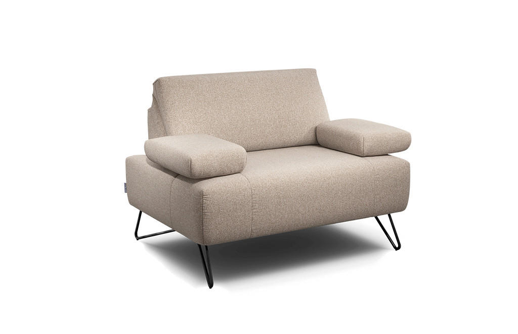 SESSEL Chenille Sandfarben    - Sandfarben/Schwarz, Design, Textil/Metall (114-142/85/86-94cm) - SENSOO