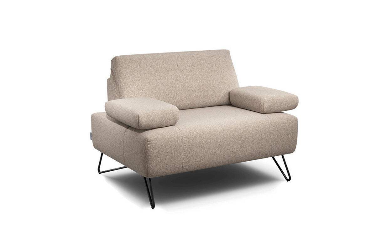 SESSEL in Chenille Sandfarben  - Sandfarben/Schwarz, Design, Textil/Metall (114-142/85/86-94cm) - SENSOO