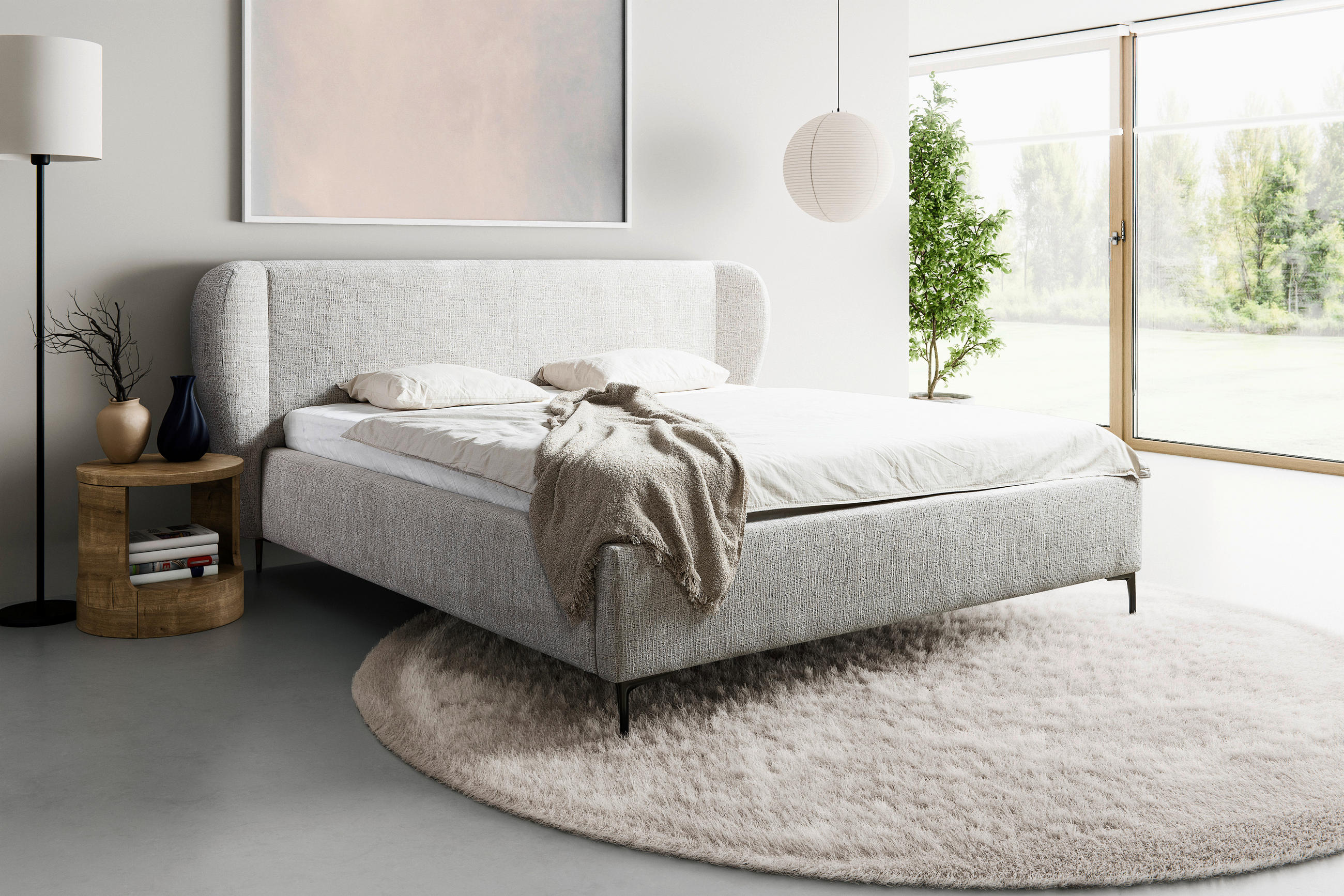 MID.YOU ČALOUNĚNÁ POSTEL, 180/200 cm, béžová