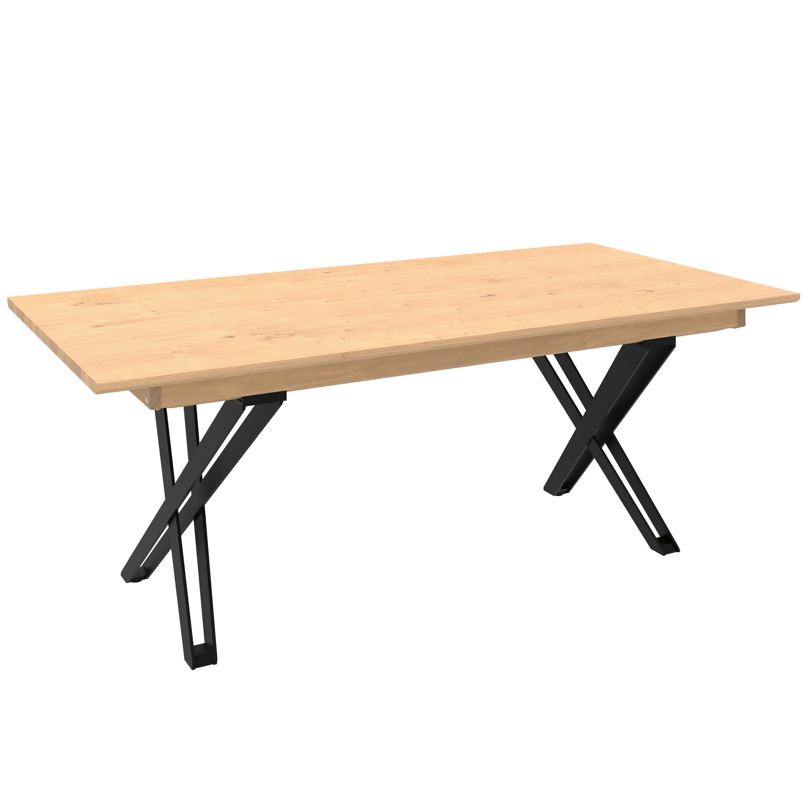 ESSTISCH Wildeiche furniert rechteckig Wildeiche  - Wildeiche/Schwarz, Design, Holz/Metall (200/100/77cm) - Voglauer