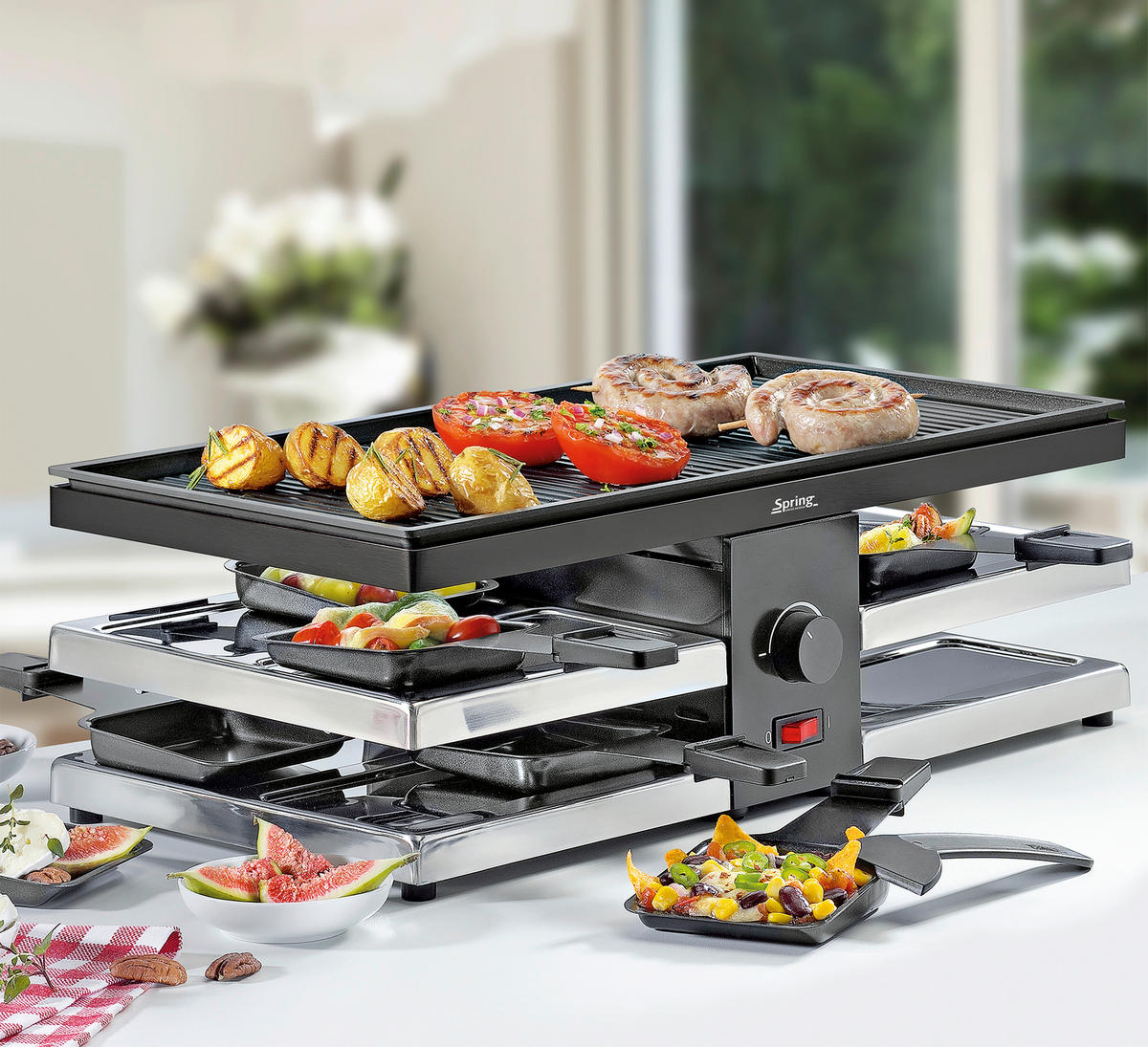 RACLETTE-GRILL Raclette8 FUN  - Schwarz, Basics, Metall (47/24/15,5cm) - Spring
