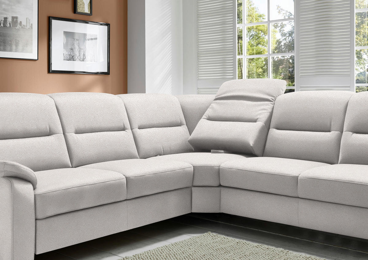ECKSOFA in Mikrofaser Hellgrau  - Hellgrau/Schwarz, Konventionell, Holz/Textil (245/303cm) - Beldomo Comfort