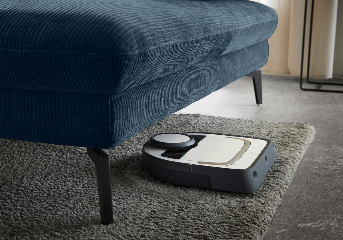 WOHNLANDSCHAFT in Webstoff Blau  - Blau/Schwarz, Design, Textil/Metall (208/354/157cm) - Dieter Knoll