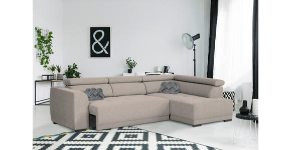 ECKSOFA Taupe Struktur - Taupe/Schwarz, Design, Kunststoff/Textil (284/205cm) - Xora