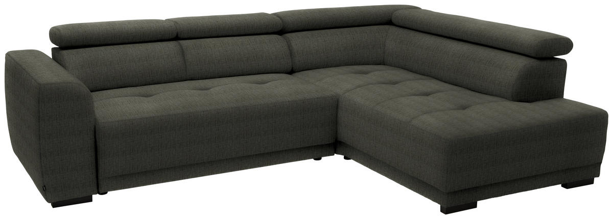 ECKSOFA in Chenille Graubraun  284/205 cm  - Graubraun/Schwarz, Design, Kunststoff/Textil (284/205cm) - Xora