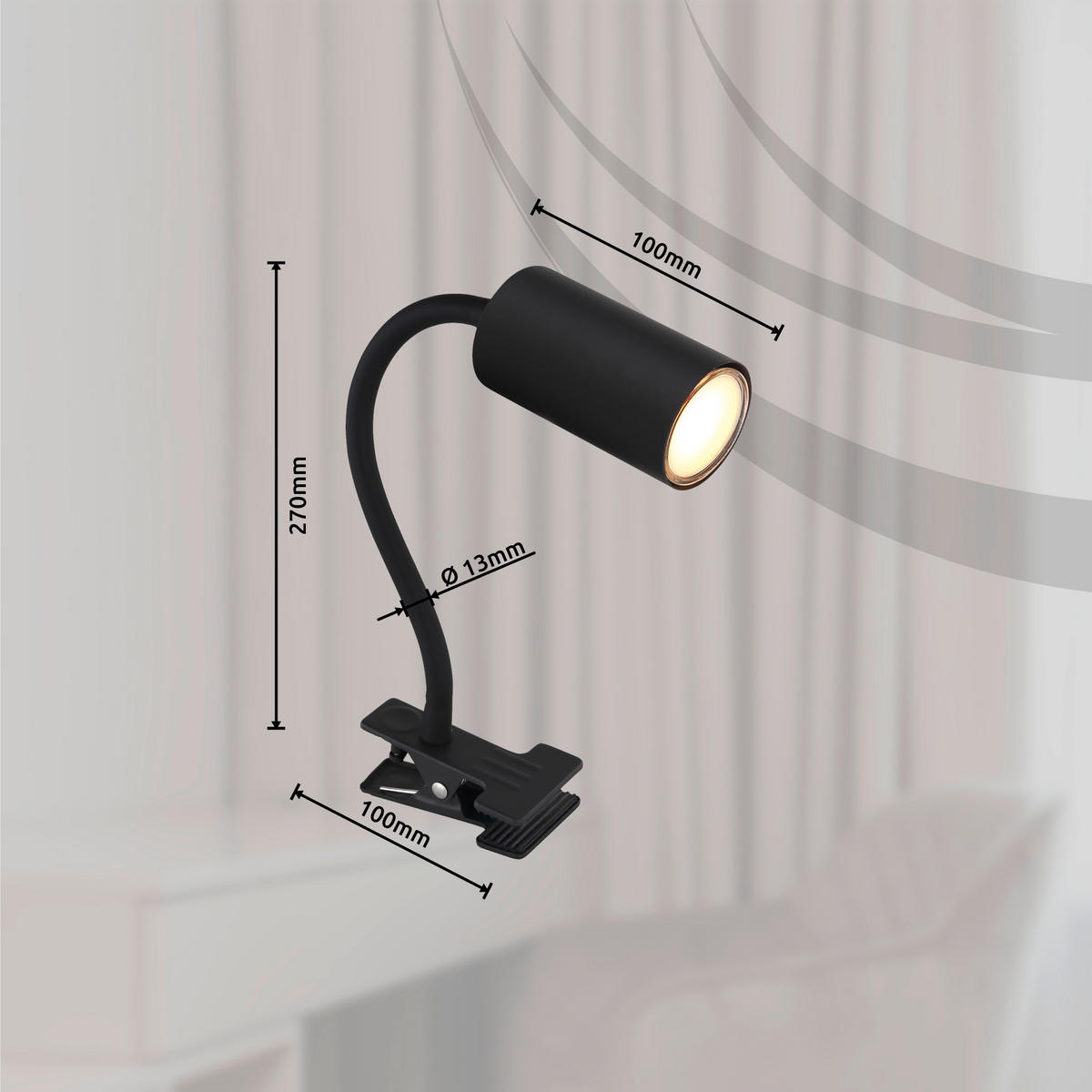 LAMPA SO ŠTIPCOM, GU10, 10/5,5/41,5 cm - čierna, Basics, kov/plast (10/5,5/41,5cm) - Globo