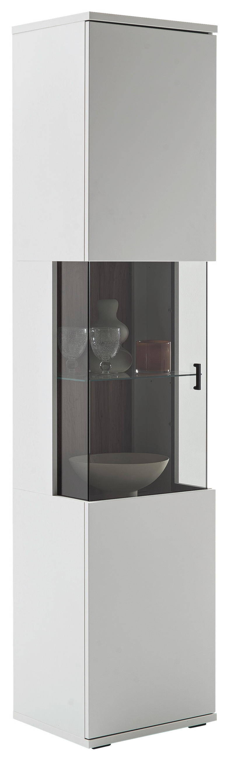 VITRINE Weiss, Eichefarben  45/199/37 cm  - Weiss/Eichefarben, Design, Glas/Holzwerkstoff (45/199/37cm) - Stylife