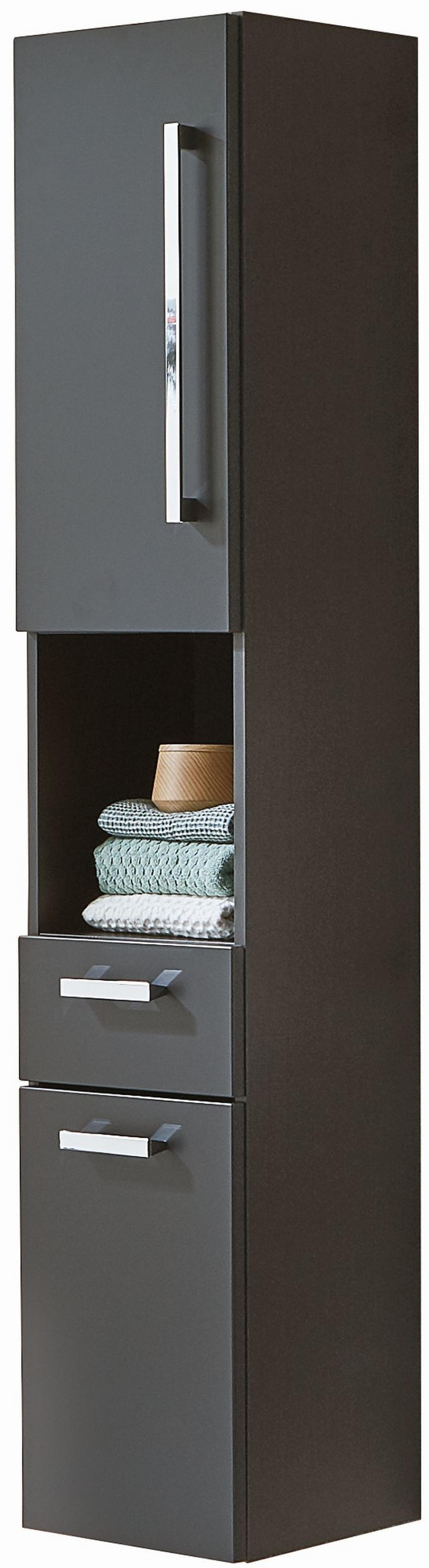 HOCHSCHRANK 30/160/30 cm  - Chromfarben/Grau, MODERN, Glas/Holzwerkstoff (30/160/30cm) - Novel