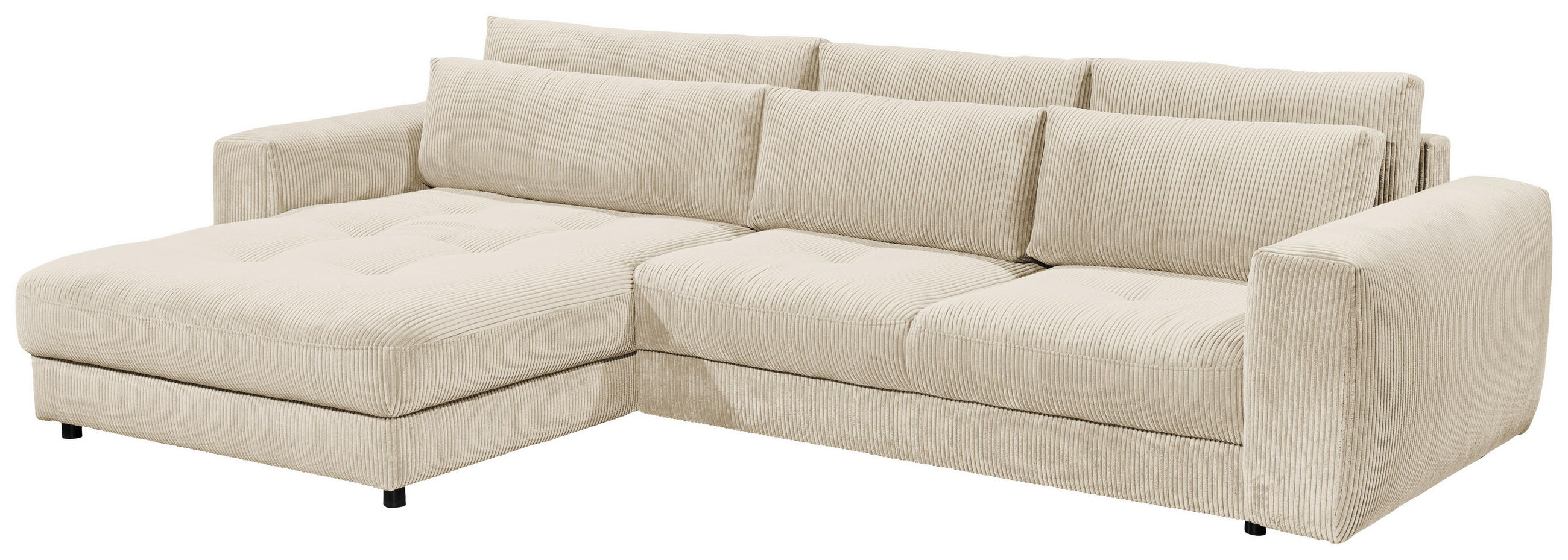 ECKSOFA in Cord Creme  - Creme/Schwarz, Konventionell, Holzwerkstoff/Kunststoff (194/333cm) - MID.YOU