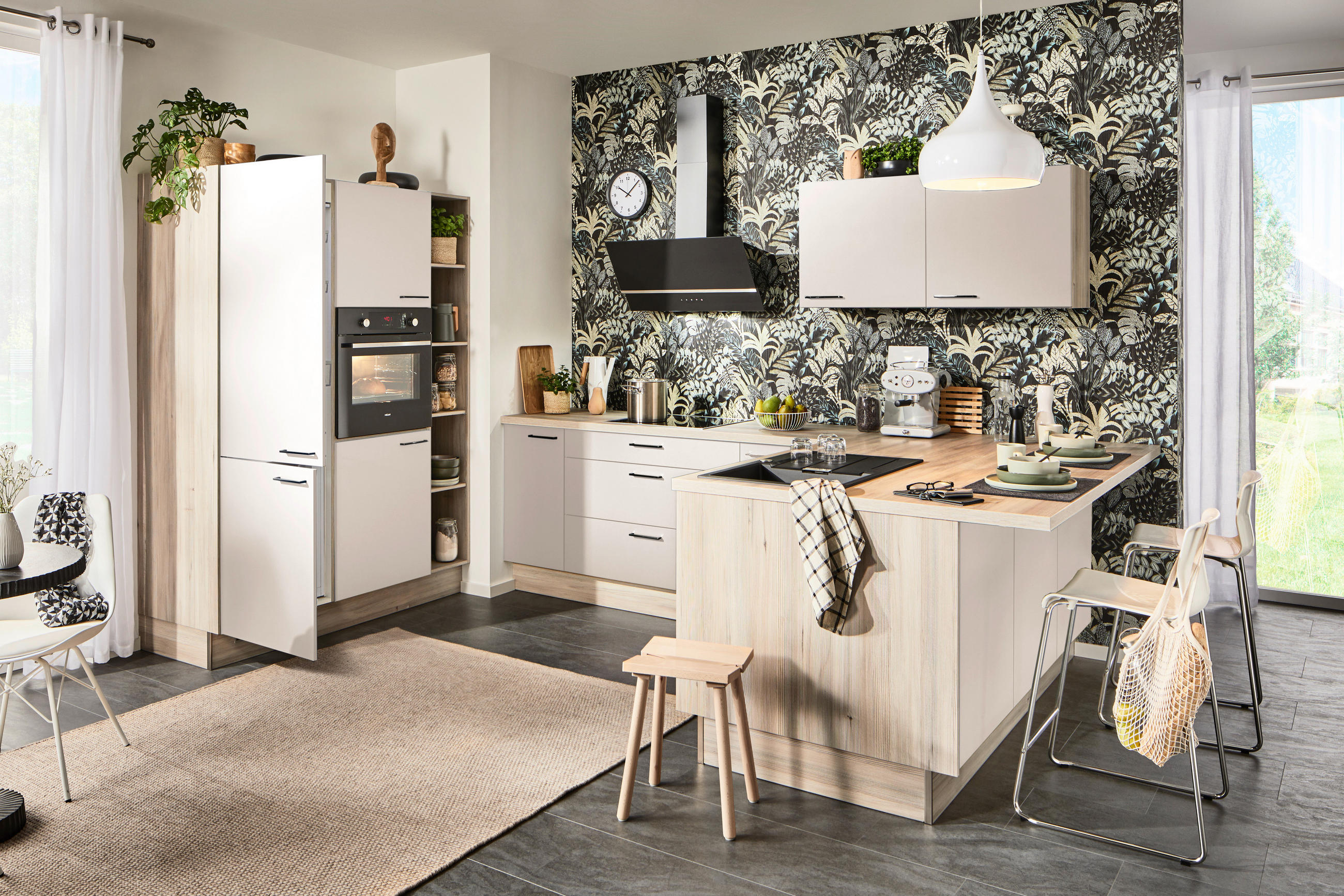 Thumbnail - Xora Eckküche XO 21, Kaschmir, Metall, Eckteil, U-Form, nur wie online abgebildet bestellbar, 280x192 cm, Made in German...