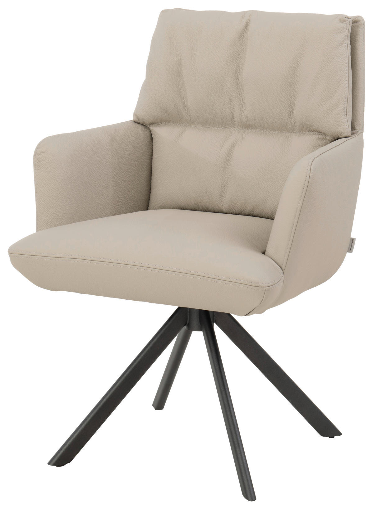 ARMLEHNSTUHL  in Echtleder pigmentiert  - Anthrazit/Creme, Design, Leder/Metall (63/92/66cm) - Bert Plantagie