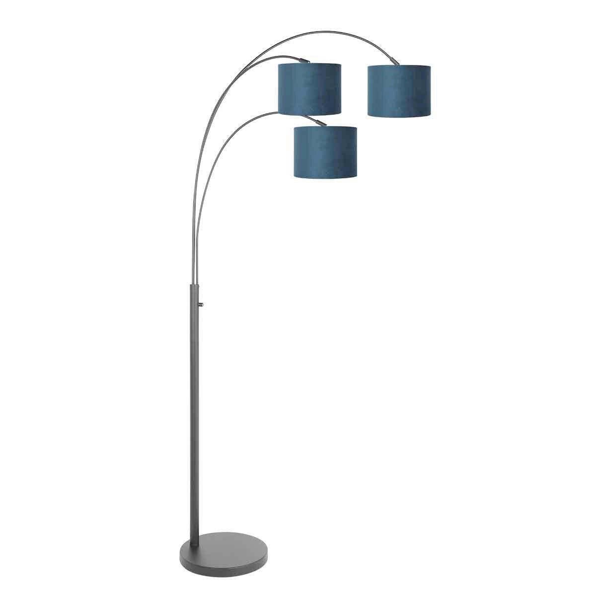 STEHLEUCHTE SPARKLED LIGHT 30/180/75 cm  - Blau/Schwarz, Trend, Leder/Metall (30/180/75cm)