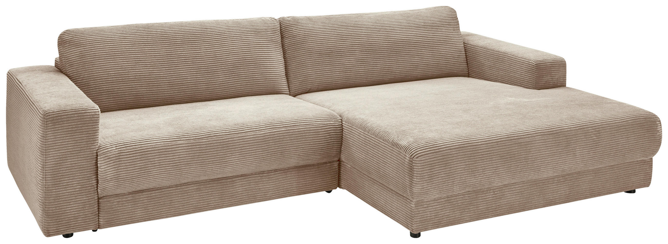 ECKSOFA in Cord Taupe  - Taupe/Schwarz, Design, Kunststoff/Textil (296/168cm) - Pure Home Lifestyle