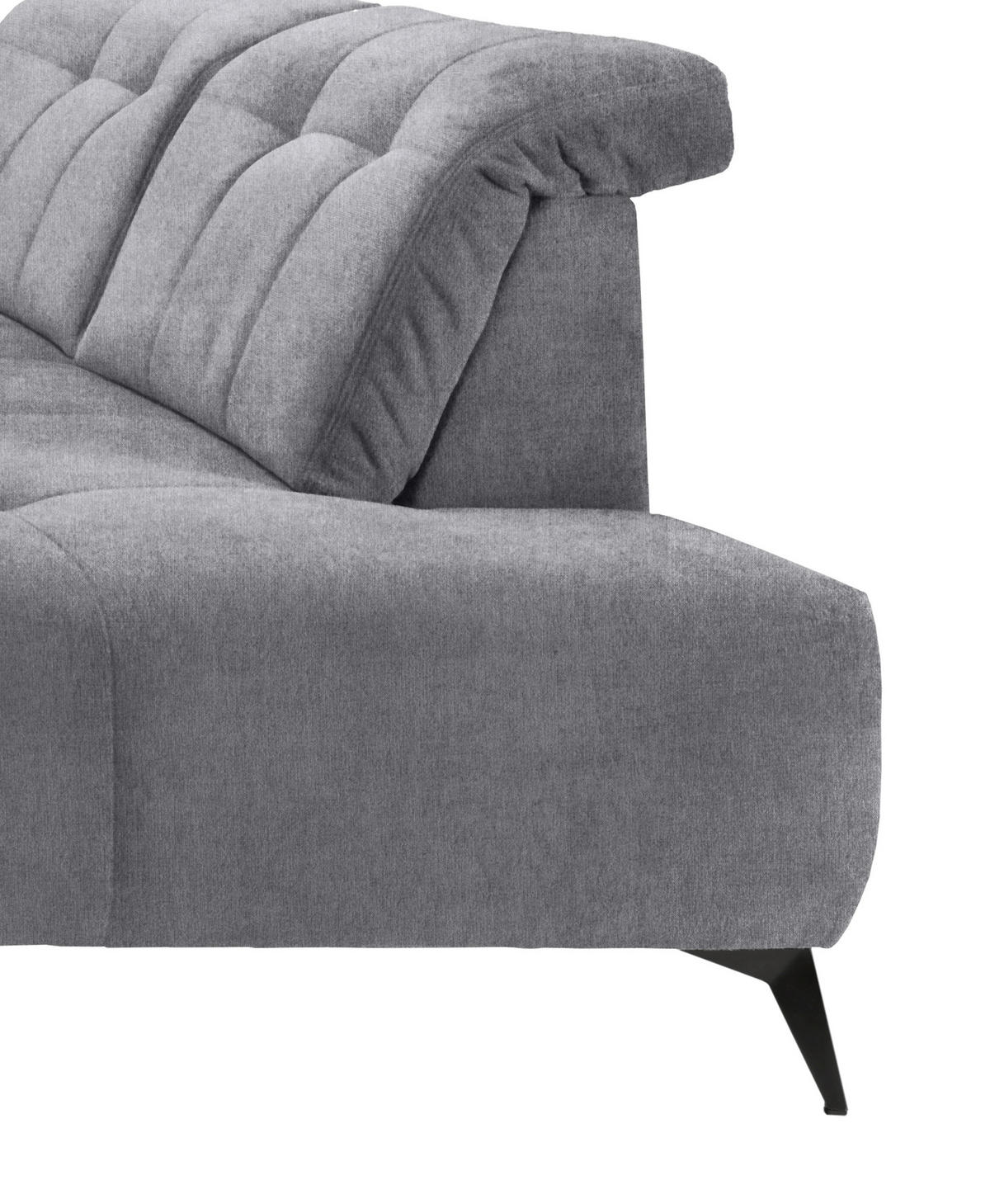 WOHNLANDSCHAFT Hellgrau Mikrofaser  - Hellgrau/Schwarz, MODERN, Textil/Metall (180/337/200cm) - Livetastic