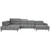 ECKSOFA Grau Webstoff  - Schwarz/Grau, Design, Textil/Metall (216/385/177cm) - Welnova