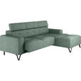 ECKSOFA Waldgrün Chenille  - Waldgrün/Schwarz, KONVENTIONELL, Textil/Metall (264/178cm) - Hom`in