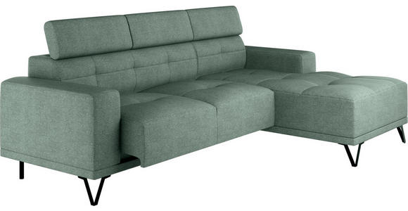 ECKSOFA Waldgrün Chenille  - Waldgrün/Schwarz, KONVENTIONELL, Textil/Metall (264/178cm) - Hom`in
