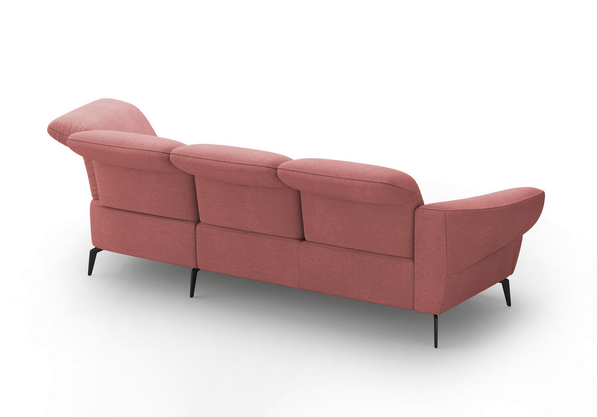 ECKSOFA DANCE E Altrosa Mikrofaser  - Schwarz/Altrosa, MODERN, Textil/Metall (313/208cm) - Sit & More