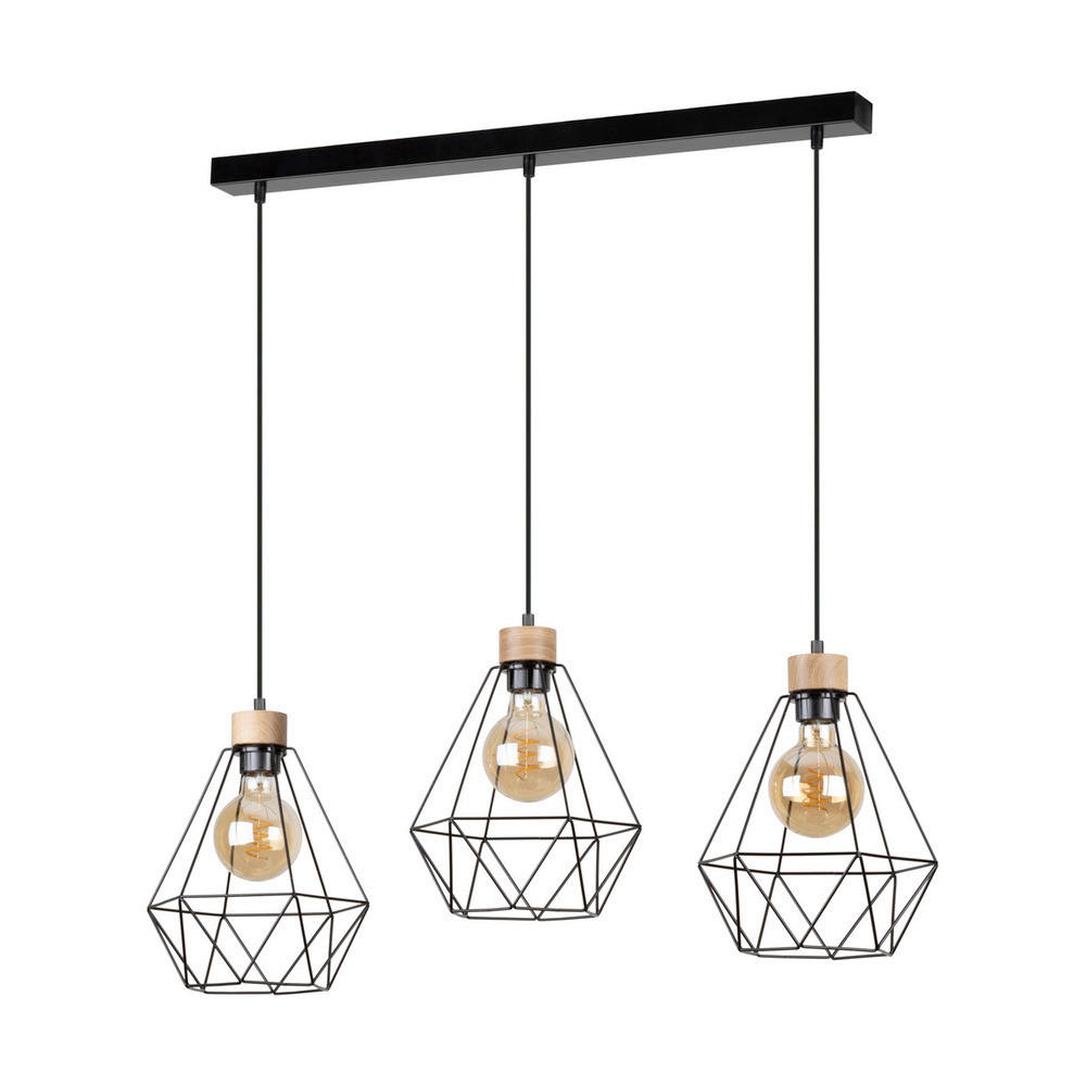 HÄNGELEUCHTE Diament 80/25/120 cm  - Eichefarben/Schwarz, KONVENTIONELL, Holz/Metall (80/25/120cm)