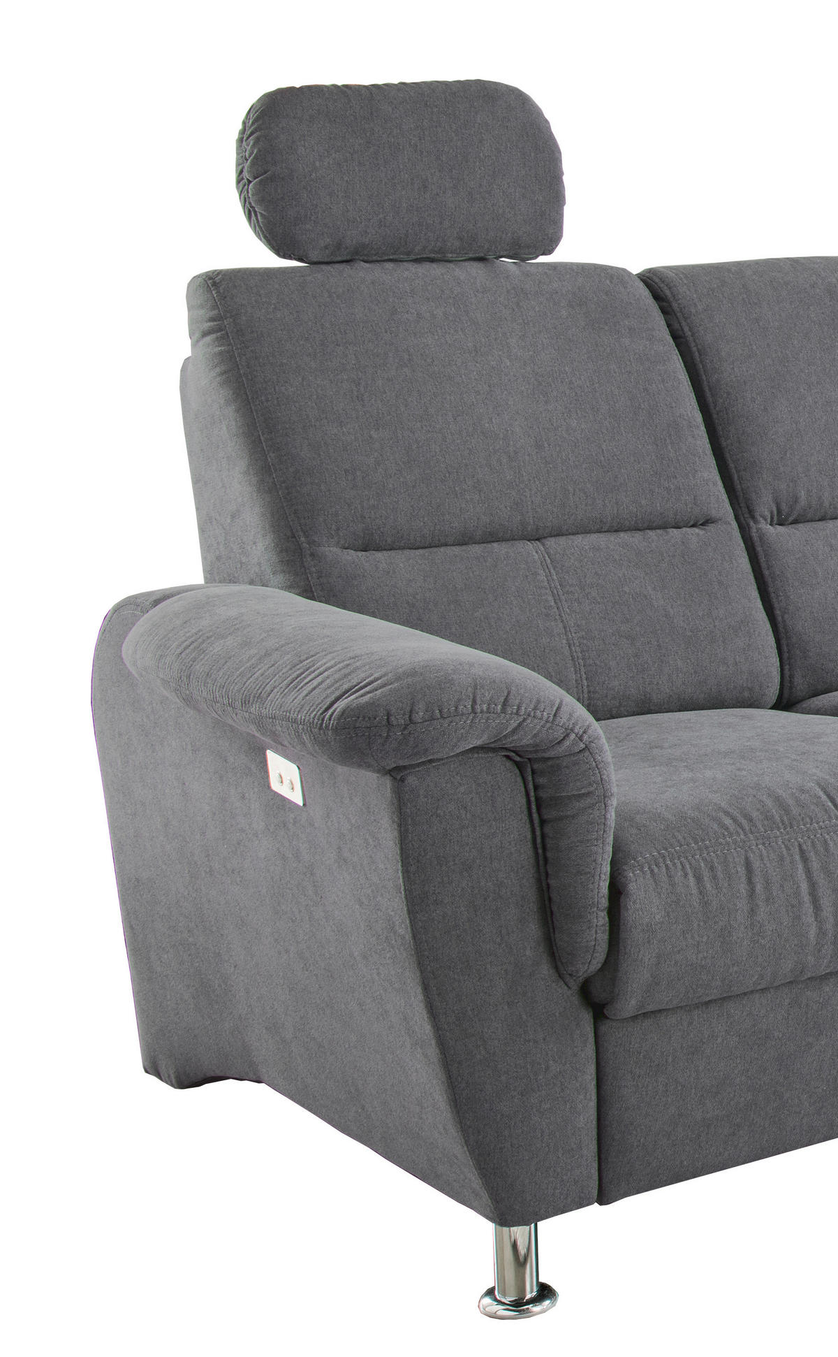 ECKSOFA Anthrazit Mikrofaser  - Chromfarben/Anthrazit, KONVENTIONELL, Textil/Metall (292/165cm) - Livetastic