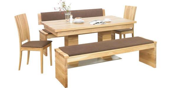 SITZBANK in Holz, Textil Braun, Eichefarben - Eichefarben/Braun, Natur, Holz/Textil (0/0/0cm) - Linea Natura